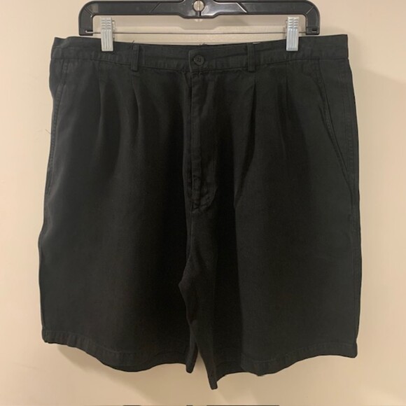 Green Mens Black Pleated Front Pockets 100% Silk Golf Shorts Athleisure Sz XL - Picture 3 of 9